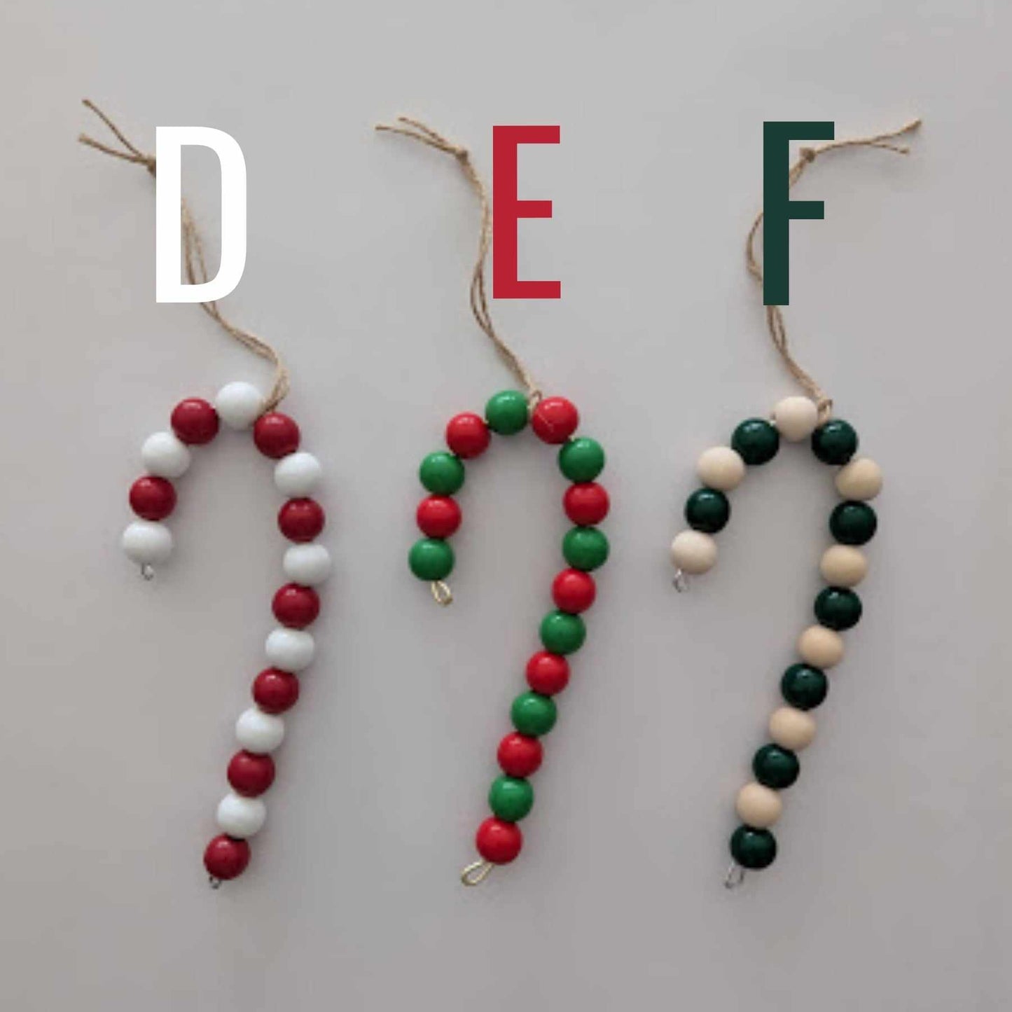 Wood Bead Candy Cane Ornaments